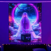 Blacklight/UV Music Ghost Tapestry, Trippy Halloween Wall Decor